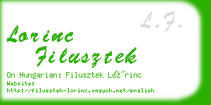 lorinc filusztek business card